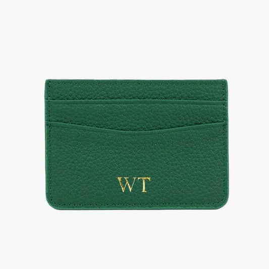Card Holder, Wallet Pebbled Genuine Leather with custom initials - LART